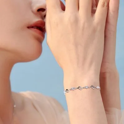 Lắc Tay Bạc Nữ đính đá CZ Dạng Chuỗi Alethea LILI 269421 4