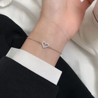 Lắc Tay Bạc Nữ đính đá CZ Hình Trái Tim Lani LILI 926369 1