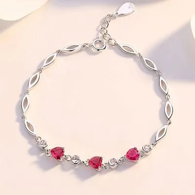 Lắc Tay Bạc Nữ đính đá CZ Hình Trái Tim Phedra LILI 295621 1