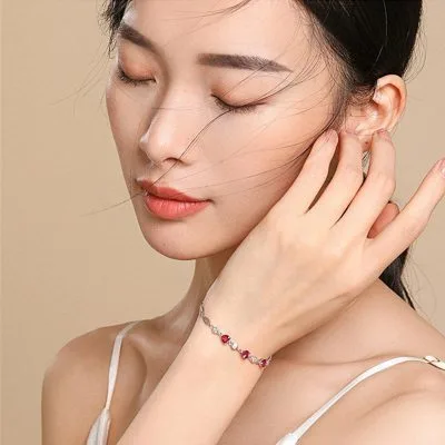Lắc Tay Bạc Nữ đính đá CZ Hình Trái Tim Phedra LILI 295621 3