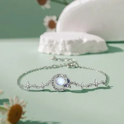 Lắc Tay Bạc Nữ đính đá CZ, Pha Lê Aurora Trăng Bướm Acacia LILI 774985 6