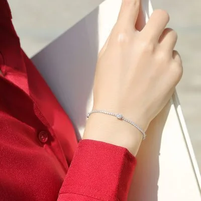 Lắc Tay Bạc Nữ đính Kim Cương Moissanite Devlin LILI 677315 2