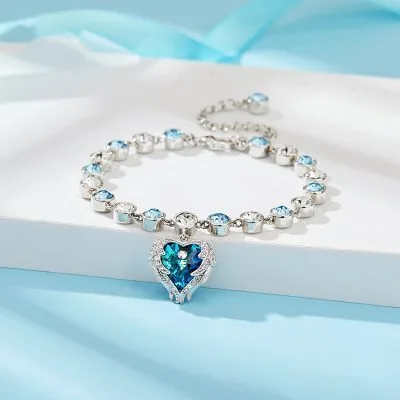 Lắc Tay Bạc Nữ đính Pha Lê Swarovski Hình Trái Tim LILI 714435 1