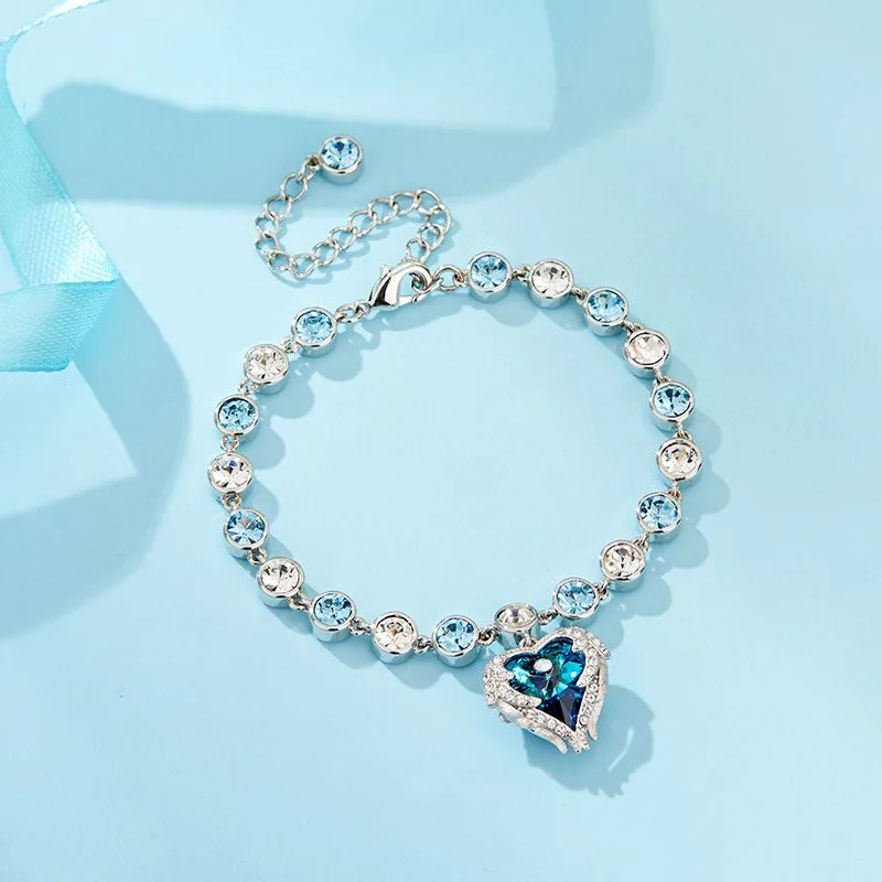 Lắc Tay Bạc Nữ đính Pha Lê Swarovski Hình Trái Tim LILI 714435 2
