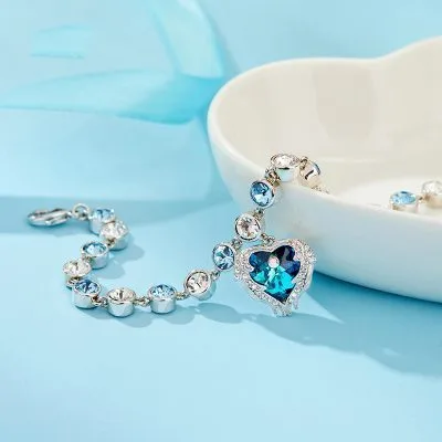Lắc Tay Bạc Nữ đính Pha Lê Swarovski Hình Trái Tim LILI 714435 3