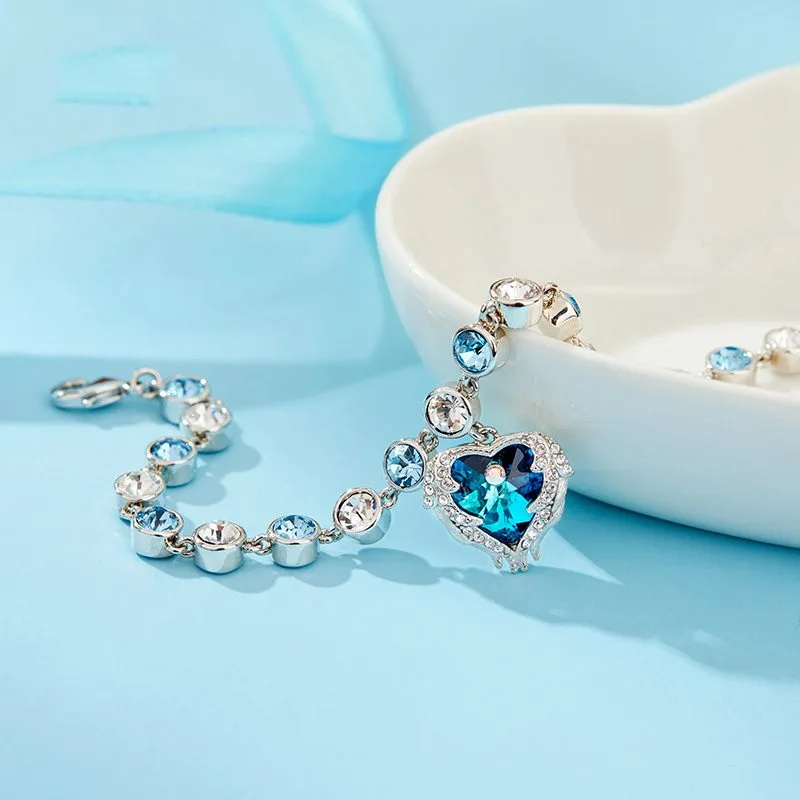 Lắc Tay Bạc Nữ đính Pha Lê Swarovski Hình Trái Tim LILI 714435 3