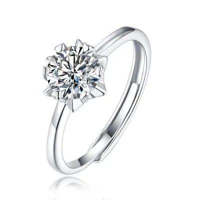 Nhẫn Bạc Nữ 1 Hột đính Kim Cương Moissanite Hình Bông Tuyết LILI 824959 1