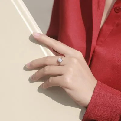 Nhẫn Bạc Nữ 1 Hột đính Kim Cương Moissanite Hình Bông Tuyết LILI 824959 3
