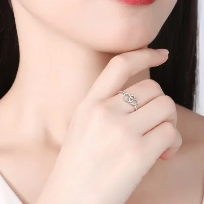 Nhẫn Bạc Nữ Dạng Trái Tim Lồng Nhau Cleopatra LILI 114593 5