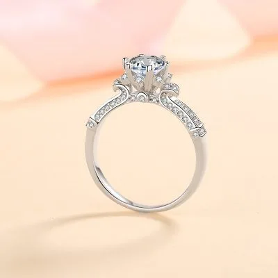 Nhẫn Bạc Nữ đính Kim Cương Moissanite Hình Bông Hồng LILI 372171 1