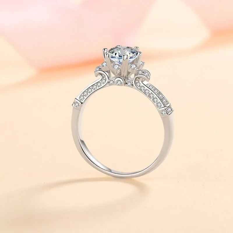 Nhẫn Bạc Nữ đính Kim Cương Moissanite Hình Bông Hồng LILI 372171 1