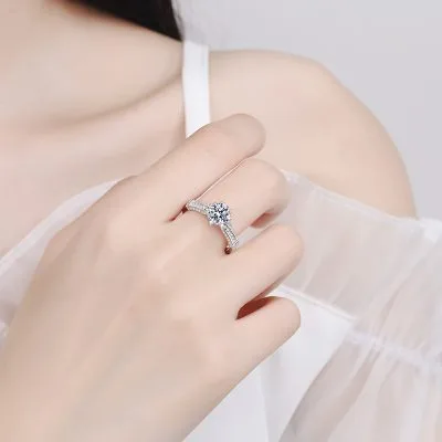 Nhẫn Bạc Nữ đính Kim Cương Moissanite Hình Bông Hồng LILI 372171 2