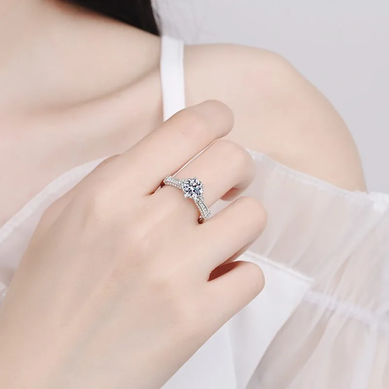 Nhẫn Bạc Nữ đính Kim Cương Moissanite Hình Bông Hồng LILI 372171 2
