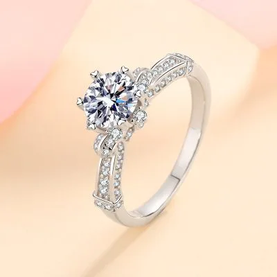Nhẫn Bạc Nữ đính Kim Cương Moissanite Hình Bông Hồng LILI 372171 4