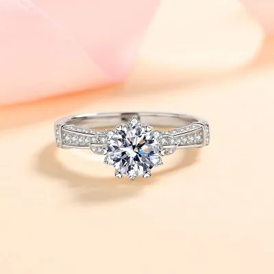 Nhẫn Bạc Nữ đính Kim Cương Moissanite Hình Bông Hồng LILI 372171 5