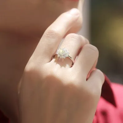 Nhẫn Bạc Nữ đính Kim Cương Moissanite Hình Bông Tuyết LILI 722926 23