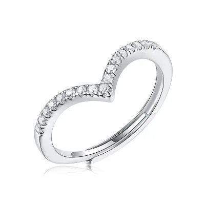 Nhẫn Bạc Nữ đính Kim Cương Moissanite Hình Trái Tim Cách điệu LILI 777289 1