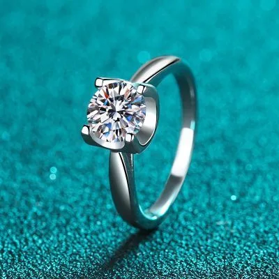 Nhẫn Bạc Nữ Mạ Bạch Kim đính đá Moissanite Trơn 1 Hột LILI 828271 2