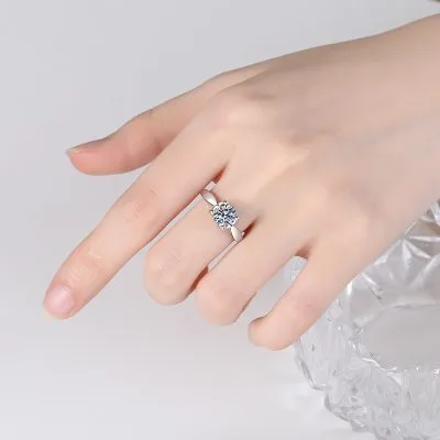 Nhẫn Bạc Nữ Mạ Bạch Kim đính đá Moissanite Trơn 1 Hột LILI 828271 3