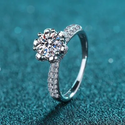 Nhẫn Bạc Nữ Mạ Bạch Kim đính đá Moissanite Vương Miện LILI 337934 2