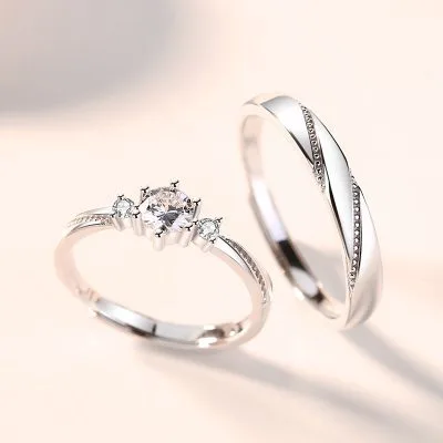 Nhẫn đôi Bạc đính đá CZ All Of Love LILI 614281 2