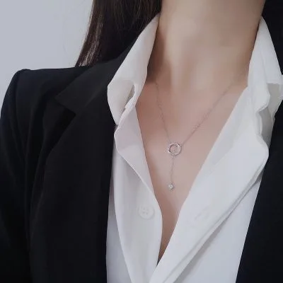 Vòng Cổ Bạc Nữ đính đá CZ Tròn Tryphena LILI 213877 2
