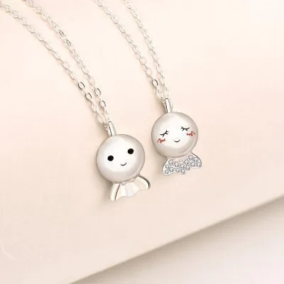 Vòng Cổ đôi Bạc đính đá CZ Cặp Búp Bê Gọi Nắng LILI 462591 2