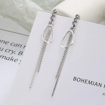 Bông Tai Bạc Nữ đính đá CZ Dạng Chuỗi Dây Dài Eulalia LILI 863744 1