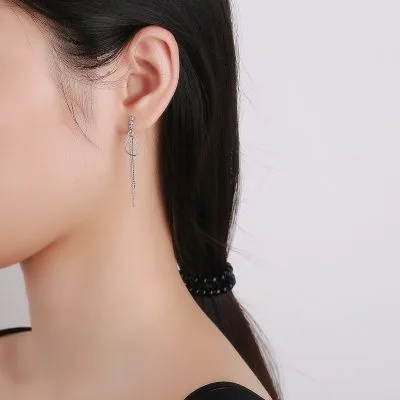 Bông Tai Bạc Nữ đính đá CZ Dạng Chuỗi Dây Dài Eulalia LILI 863744 3