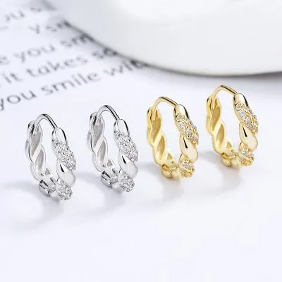 Bông Tai Bạc Nữ đính đá CZ Dạng Xoắn Philomena LILI 615521 1