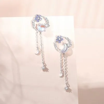 Bông Tai Bạc Nữ đính đá CZ Hình Trăng Sao Amory LILI 119851 3