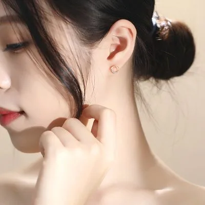 Bông Tai Bạc Nữ đính đá CZ Hình Tròn Phedra LILI 168392 4