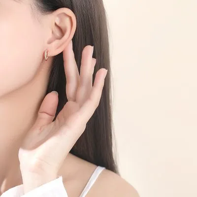 Bông Tai Bạc Nữ đính đá CZ Hình Tròn Cách điệu Fergus LILI 413128 3