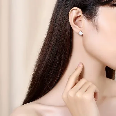 Bông Tai Bạc Nữ đính đá CZ Hình Vỏ Sò Xinh Xắn LILI 856229 2