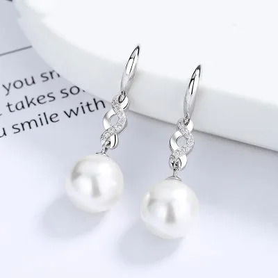 Bông Tai Bạc Nữ đính đá CZ, Ngọc Trai Fidelma LILI 285761 1