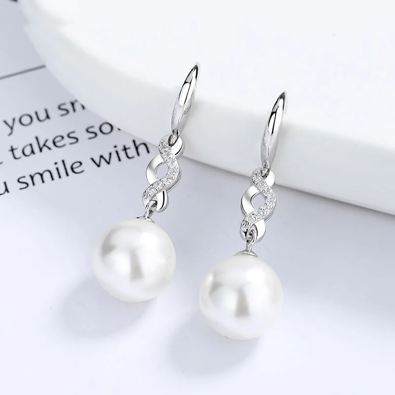 Bông Tai Bạc Nữ đính đá CZ, Ngọc Trai Fidelma LILI 285761 1