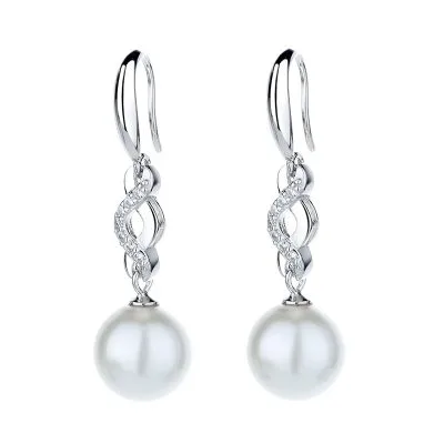 Bông Tai Bạc Nữ đính đá CZ, Ngọc Trai Fidelma LILI 285761 5