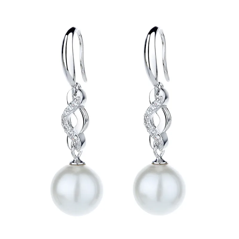 Bông Tai Bạc Nữ đính đá CZ, Ngọc Trai Fidelma LILI 285761 5