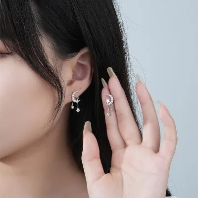 Bông Tai Bạc Nữ đính đá CZ Trăng Sao LILI 223474 5