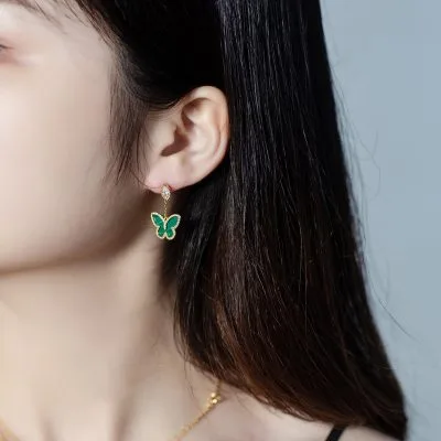 Bông Tai Bạc Nữ Tròn đính đá CZ Hình Chú Bướm Xinh LILI 184545 3