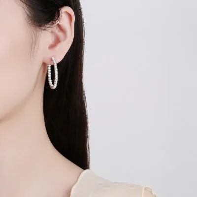 Bông Tai Bạc Nữ Tròn đính Kim Cương Moissanite Orborne LILI 697773 4