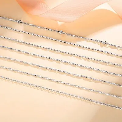 Dây Chuyền Bạc S999 Nữ Trơn Nguyên Chất đơn Giản Mạ Vàng Thekla LILI 966497 14