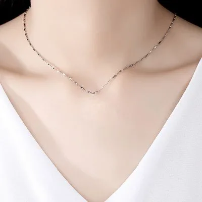 Dây Chuyền Bạc S999 Nữ Trơn Nguyên Chất đơn Giản Mạ Vàng Thekla LILI 966497 18
