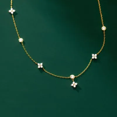 Dây Chuyền Bạc Nữ đính đá CZ Cỏ 4 Lá Veronica LILI 172818 2