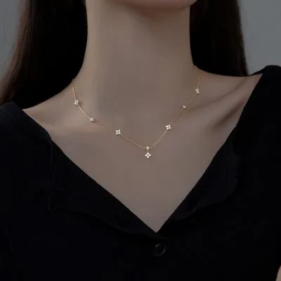 Dây Chuyền Bạc Nữ đính đá CZ Cỏ 4 Lá Veronica LILI 172818 5