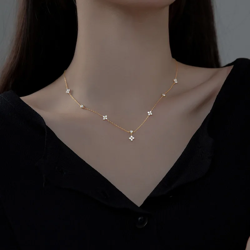 Dây Chuyền Bạc Nữ đính đá CZ Cỏ 4 Lá Veronica LILI 172818 5