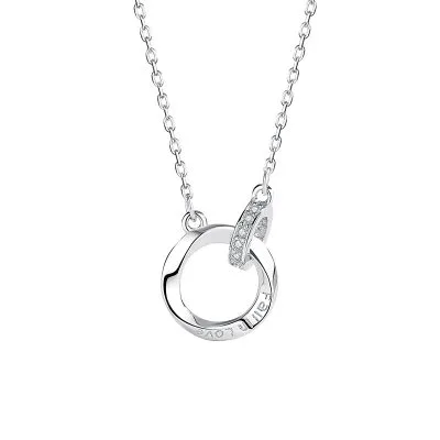 Dây Chuyền Bạc Nữ đính đá CZ Dạng Nhẫn đôi Fall In Love LILI 748855 8