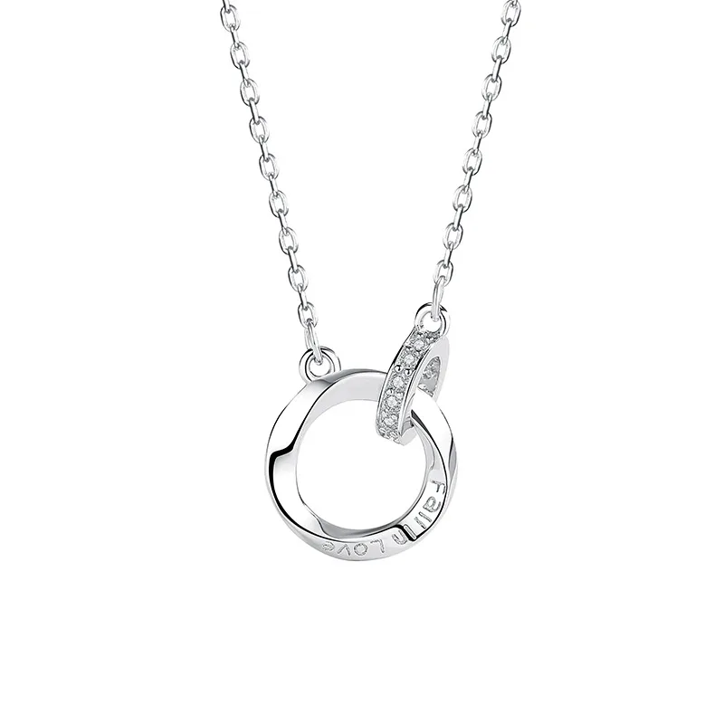 Dây Chuyền Bạc Nữ đính đá CZ Dạng Nhẫn đôi Fall In Love LILI 748855 8