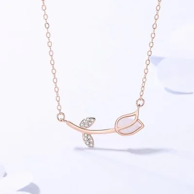 Dây Chuyền Bạc Nữ đính đá CZ Hình Bông Hoa Hồng Rose LILI 579451 4