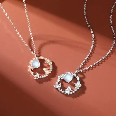 Dây Chuyền Bạc Nữ đính đá CZ Hình Thỏ Ngắm Trăng LILI 899188 3